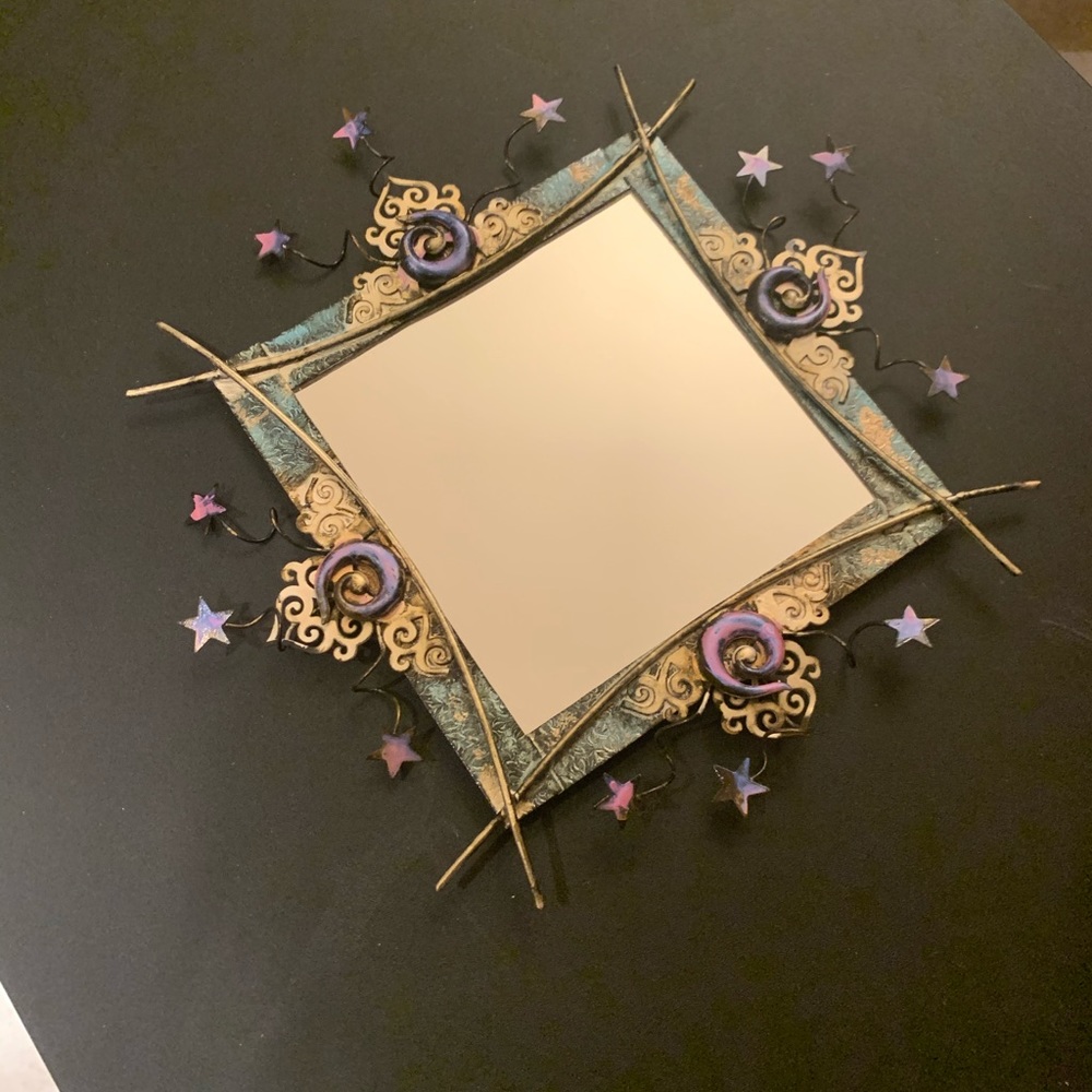 Artisan metal sculpted whimsical mirror - Picture 2 of 3